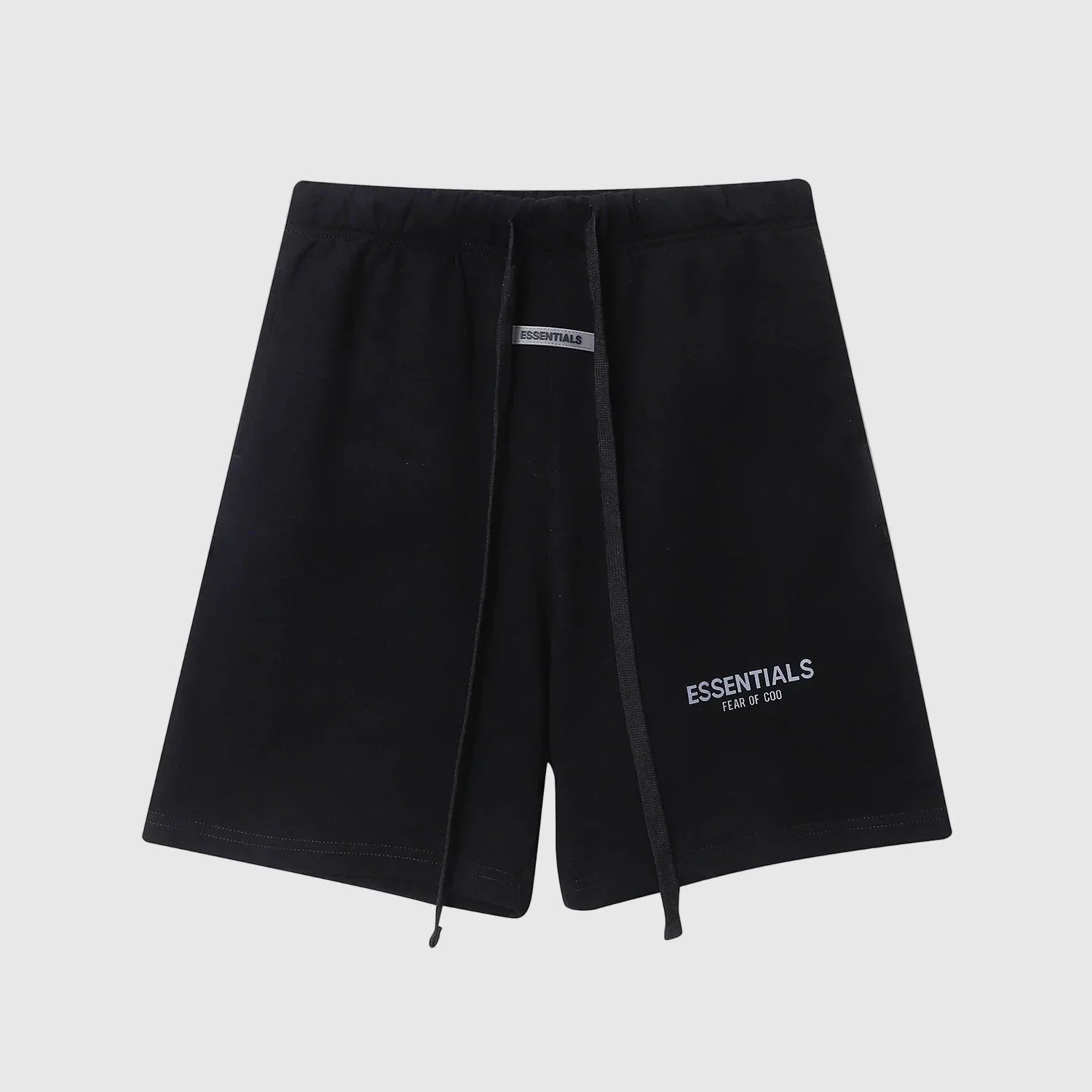 Essentials heather grey casual shorts by Fear of God back view lounge day
