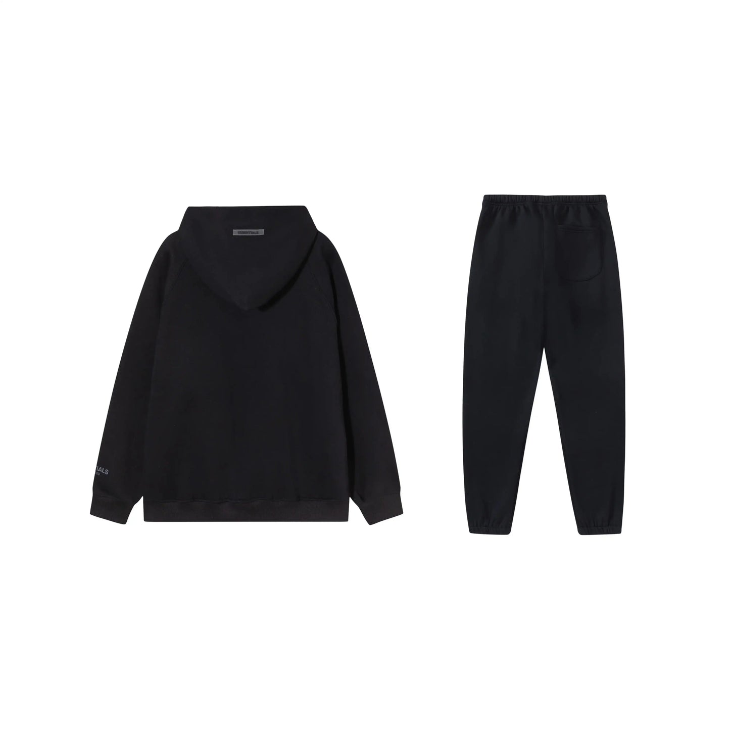 Essentials black everyday ease fleece hoodie with soft interior detail by Fear Of God