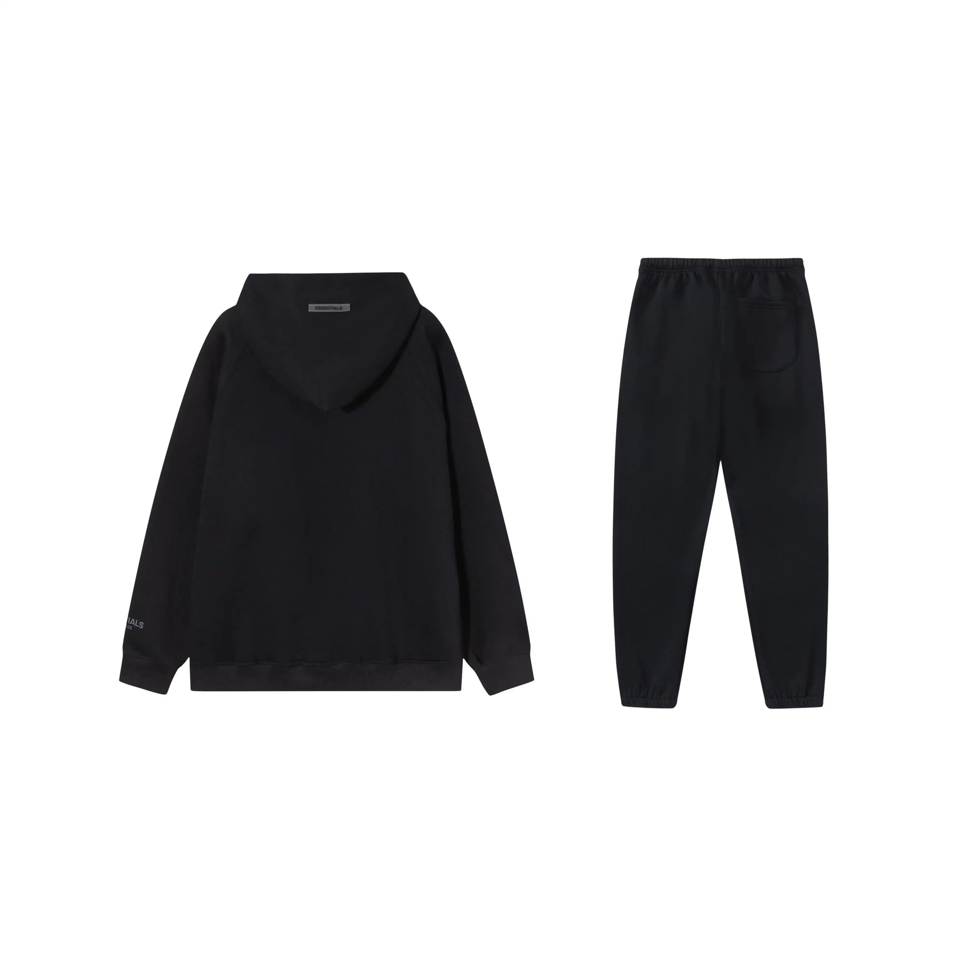 Essentials black everyday ease fleece hoodie with soft interior detail by Fear Of God