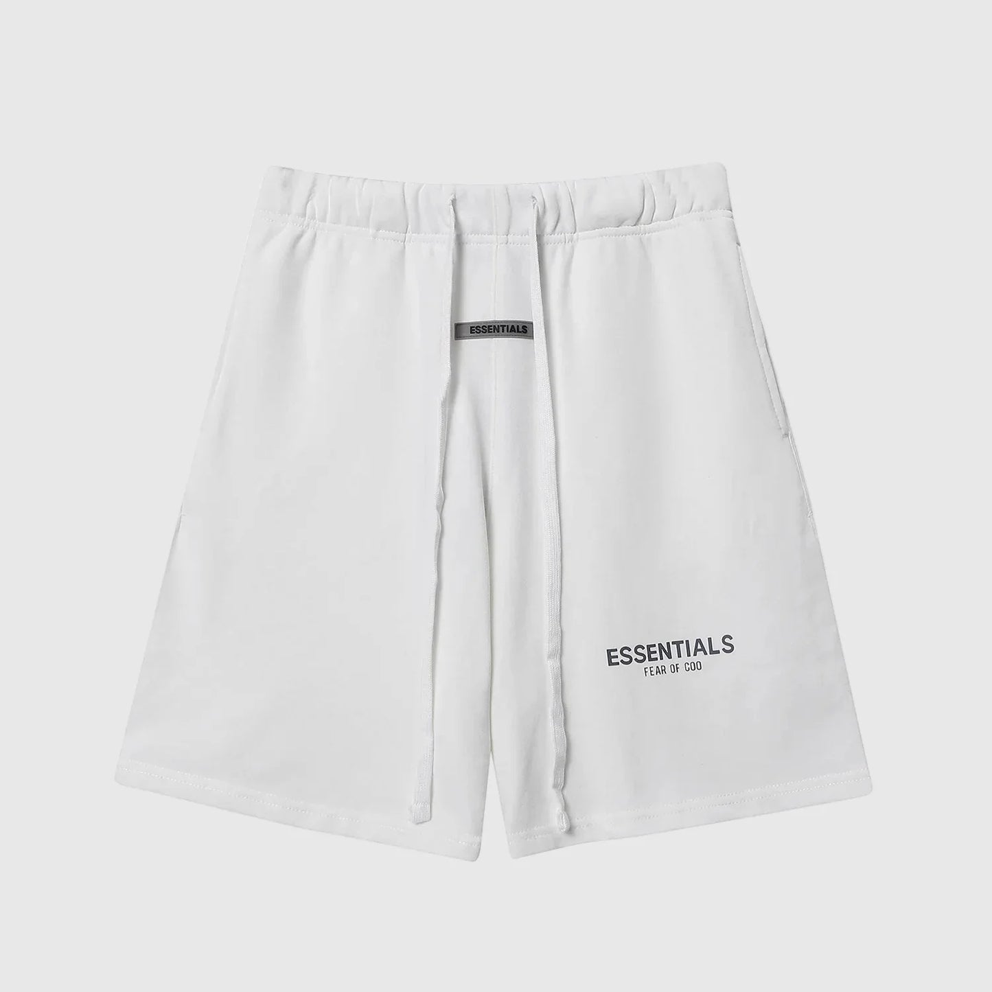 Fear of God Essentials eggshell fleece shorts with tonal logo and relaxed silhouette