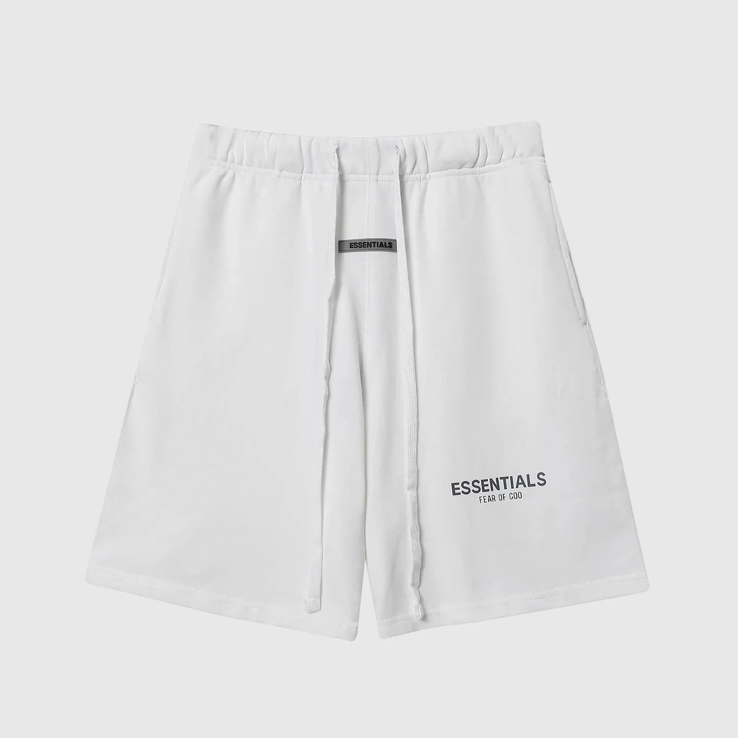 Fear of God Essentials eggshell fleece shorts with tonal logo and relaxed silhouette
