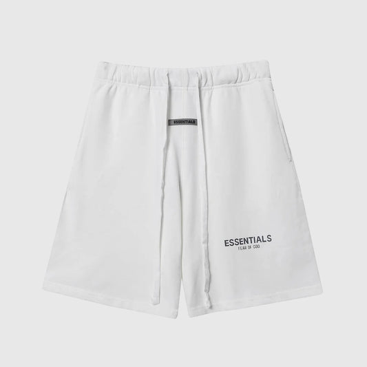 Fear of God Essentials eggshell fleece shorts with tonal logo and relaxed silhouette