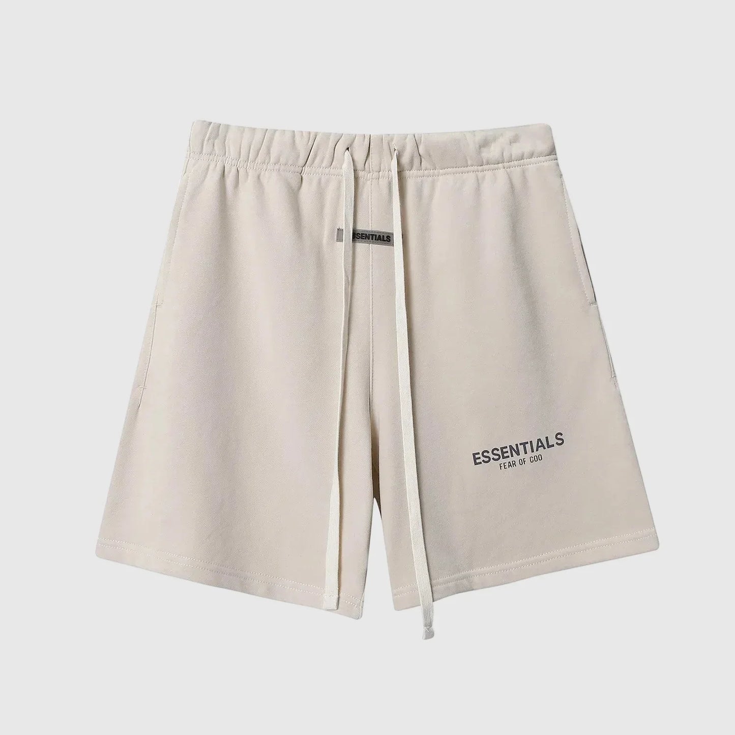 Essentials Cloud Dance fleece shorts front view – Fear of God