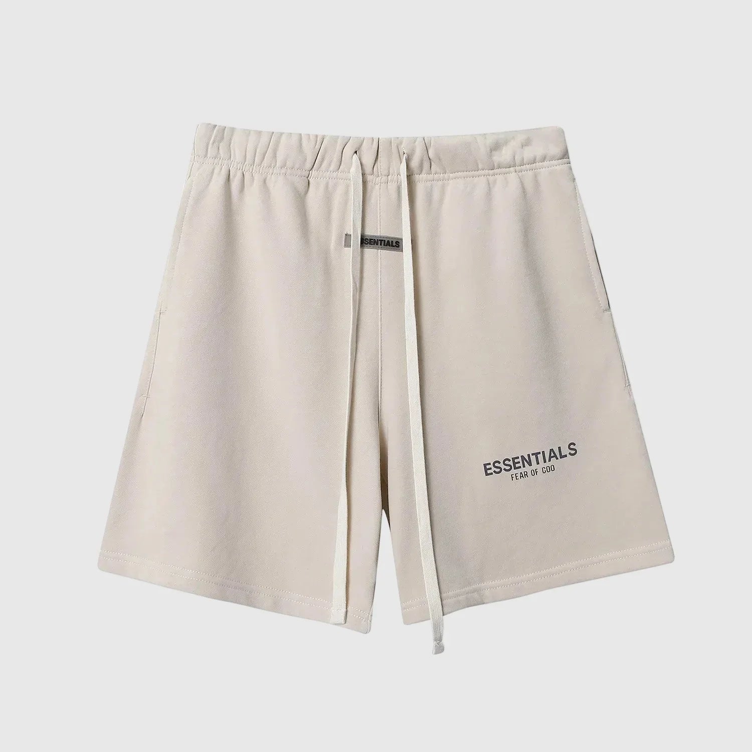 Essentials Cloud Dance fleece shorts front view – Fear of God