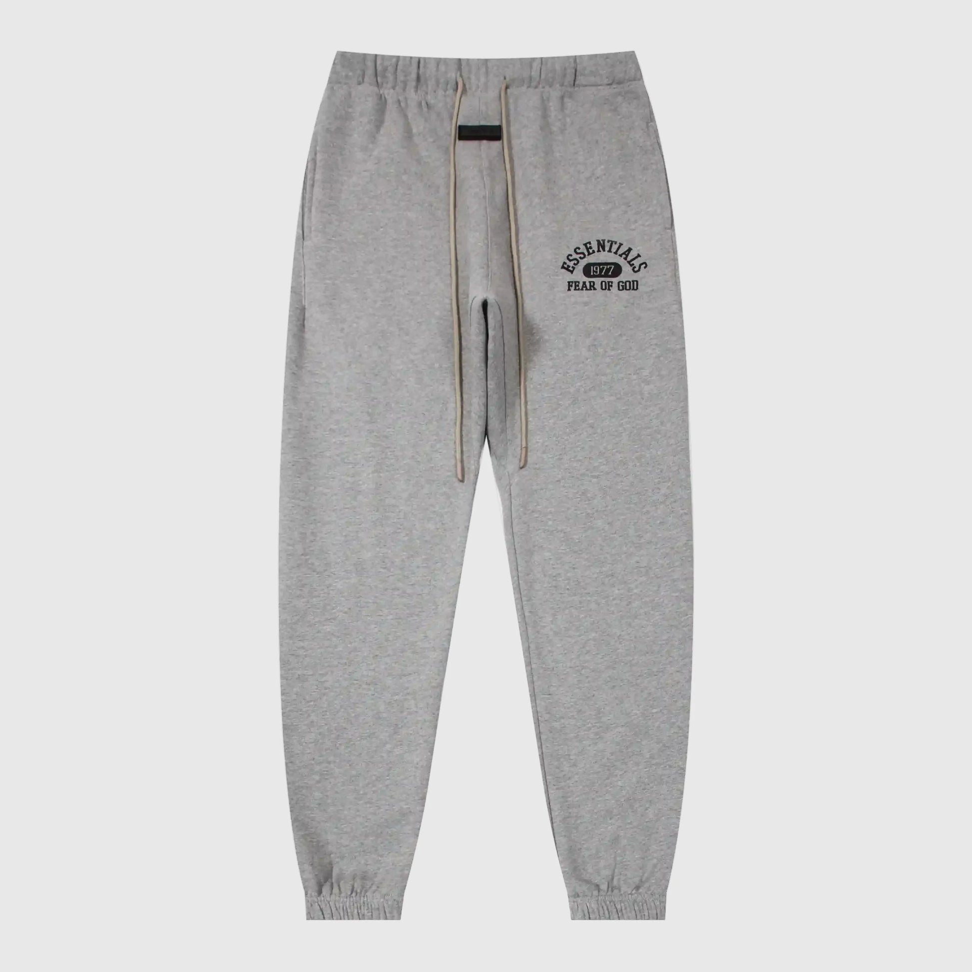 Essentials dark heather oatmeal everyday sweatpants by Fear of God front view