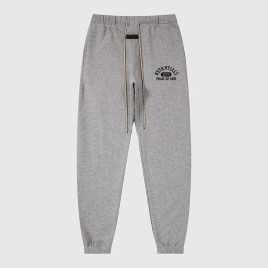 Essentials dark heather oatmeal everyday sweatpants by Fear of God front view