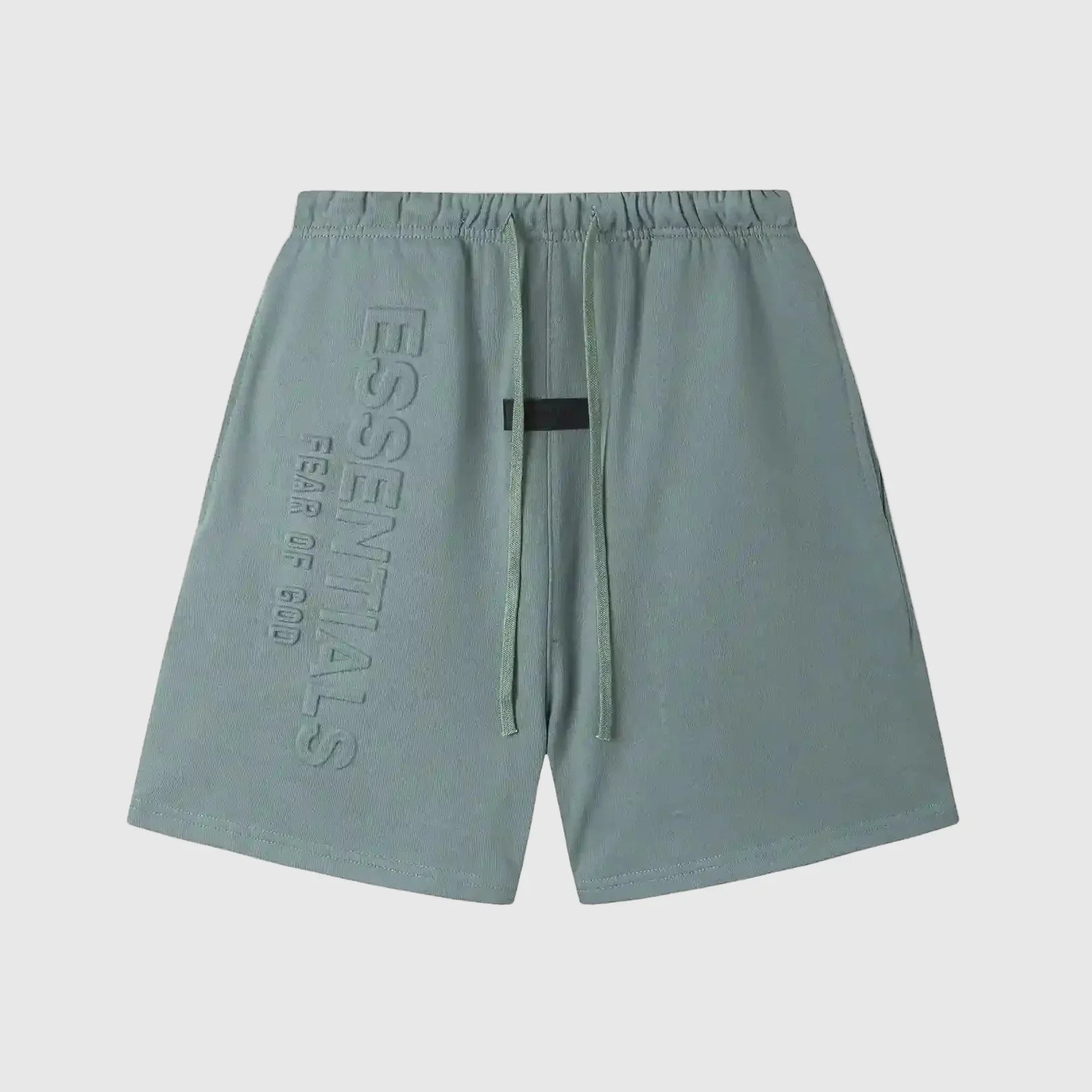 Fear of God Essentials Dawn beige fleece shorts with tonal logo and relaxed silhouette