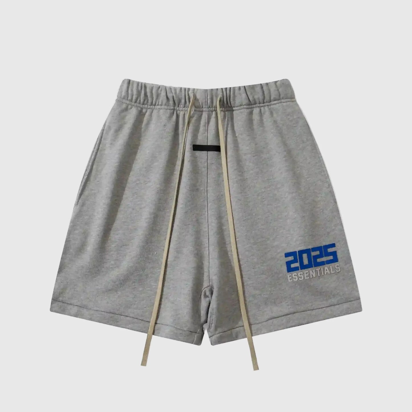 logo detail of Essentials sea foam cotton shorts by Fear of God
