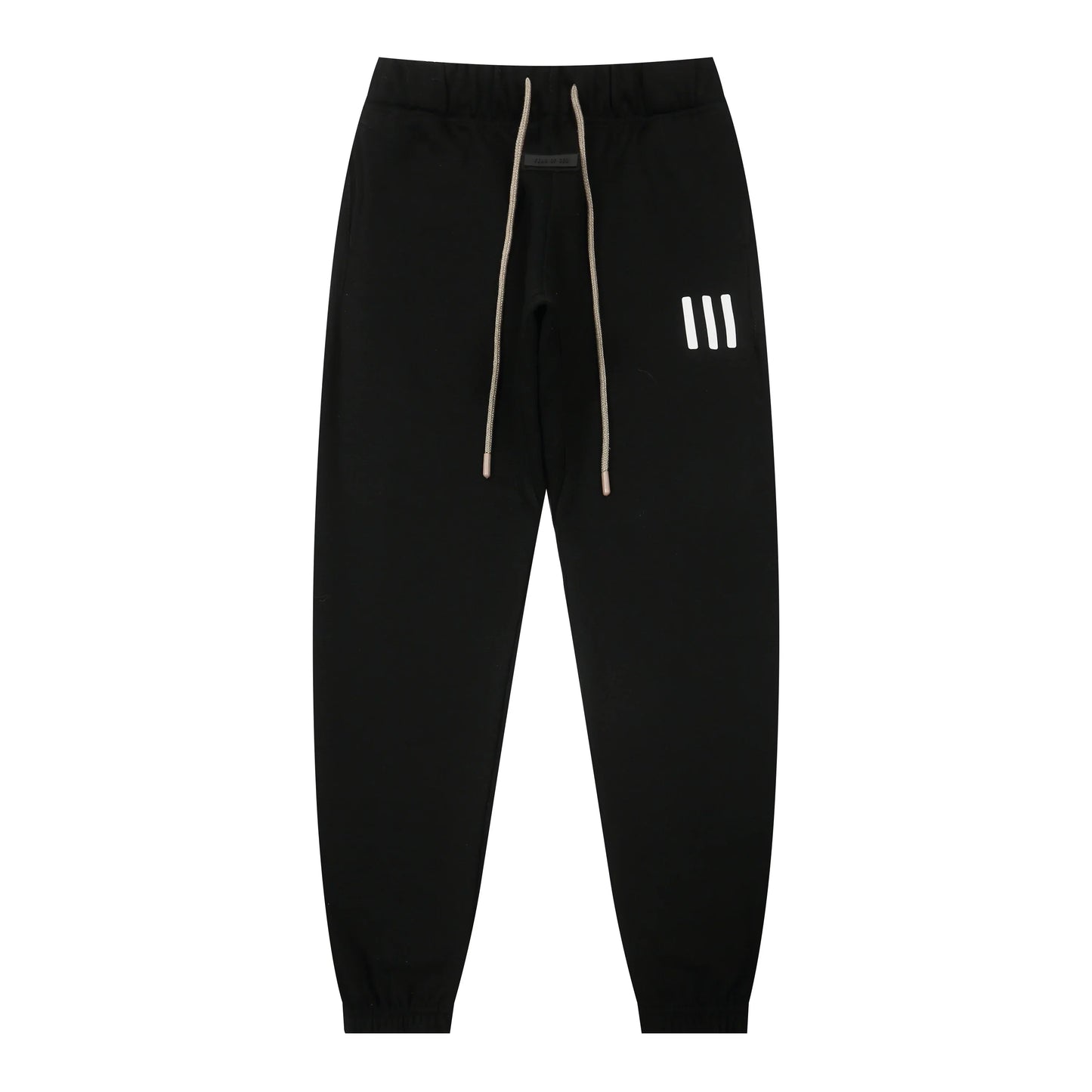 Back view of Essentials black core comfort fleece tracksuit set by Fear Of God