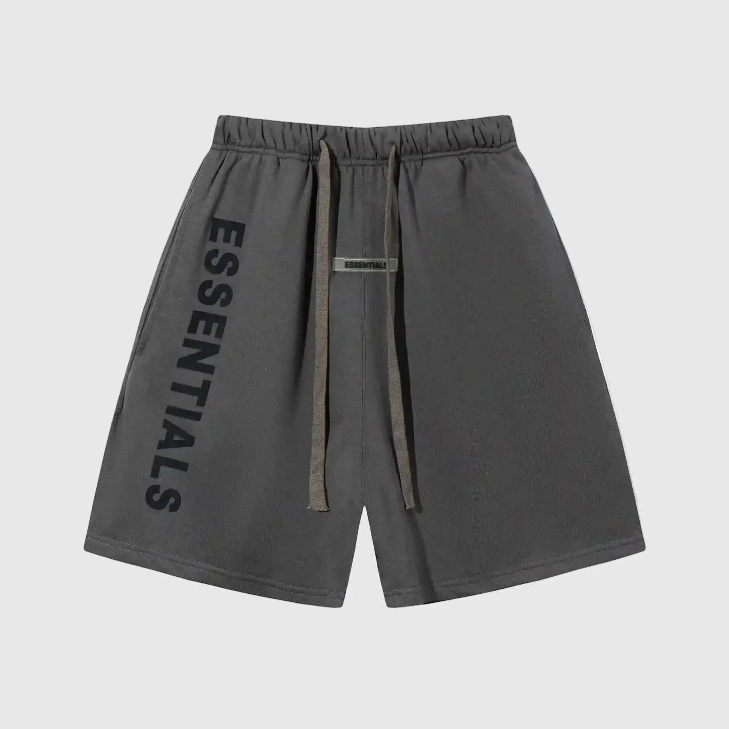 Fear of God Essentials grey fleece shorts with tonal logo and relaxed fit