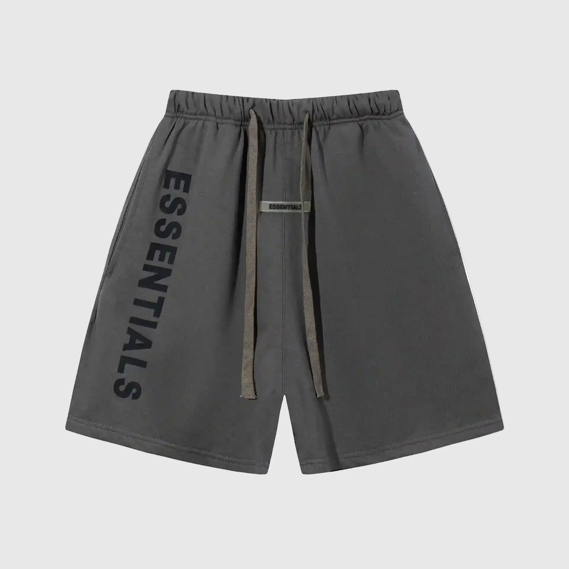 Fear of God Essentials grey fleece shorts with tonal logo and relaxed fit