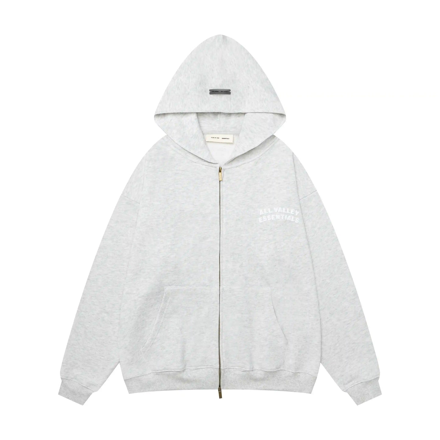 Fear of God Essentials Eggshell Zip-Up Hoodie | Cream Full Zip Essentials Hoodie