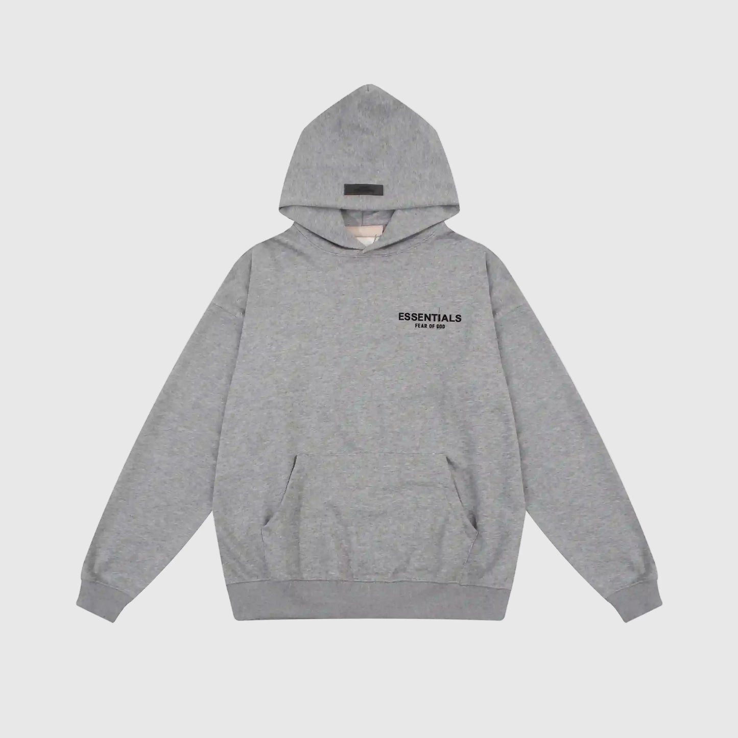 essentials dark heather oatmeal hoodie streetwear relaxed fit