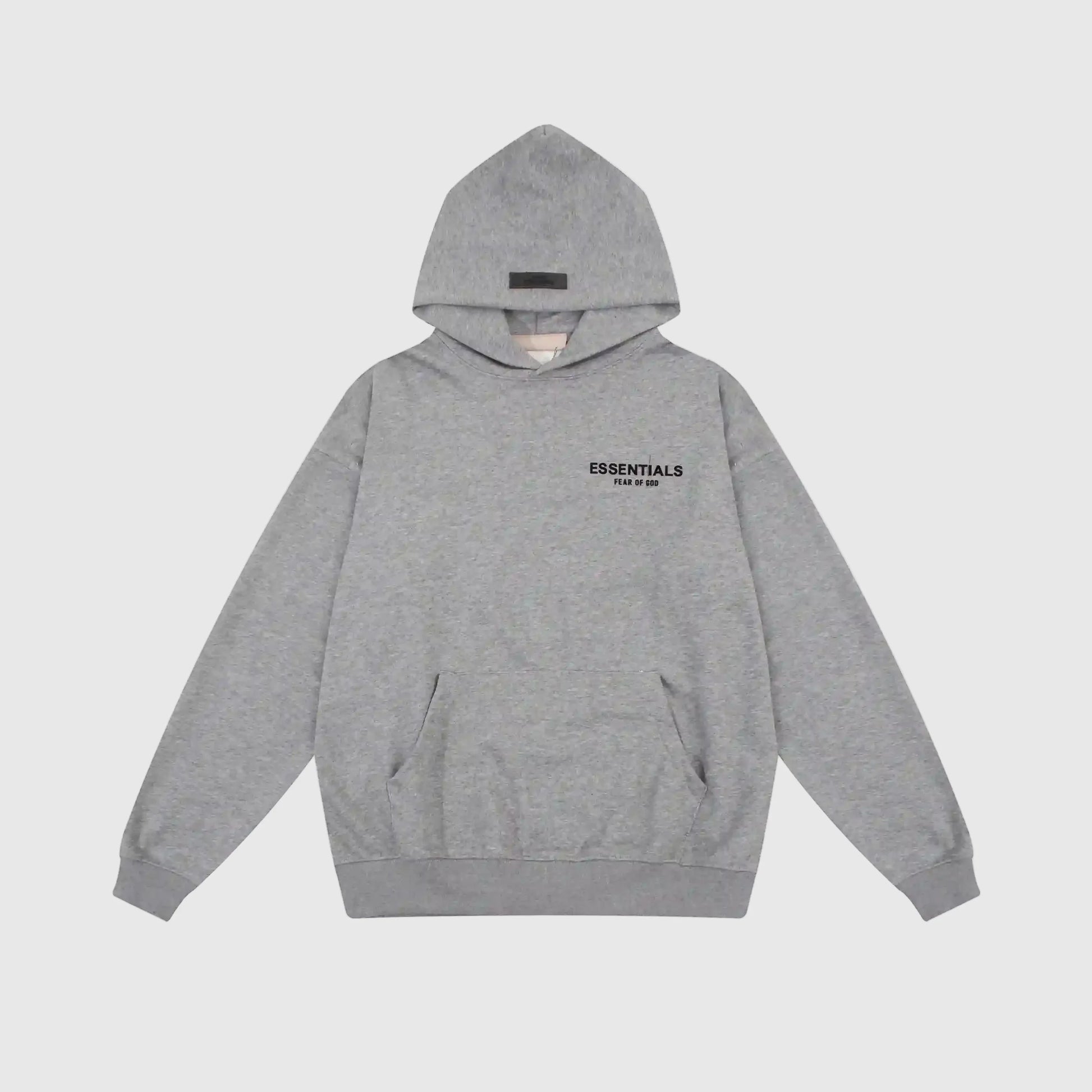 essentials dark heather oatmeal hoodie streetwear relaxed fit