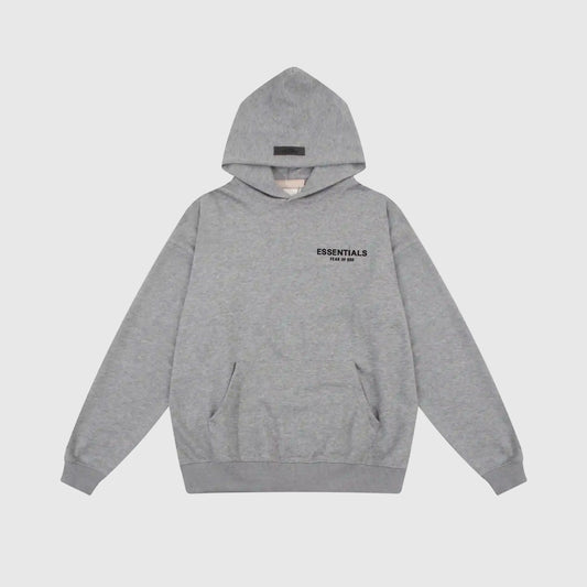 essentials dark heather oatmeal hoodie streetwear relaxed fit