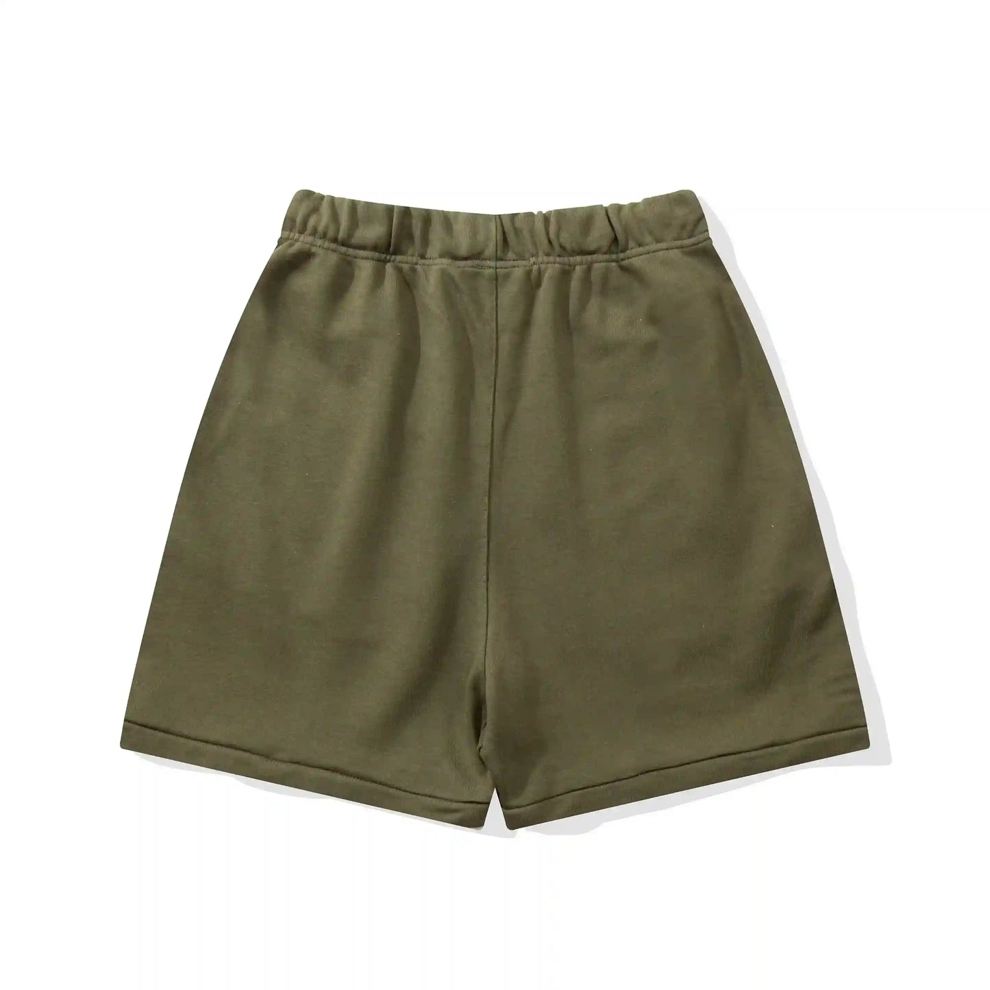 Fear of God Essentials Hemlock green fleece shorts with tonal branding and drawstring waistband