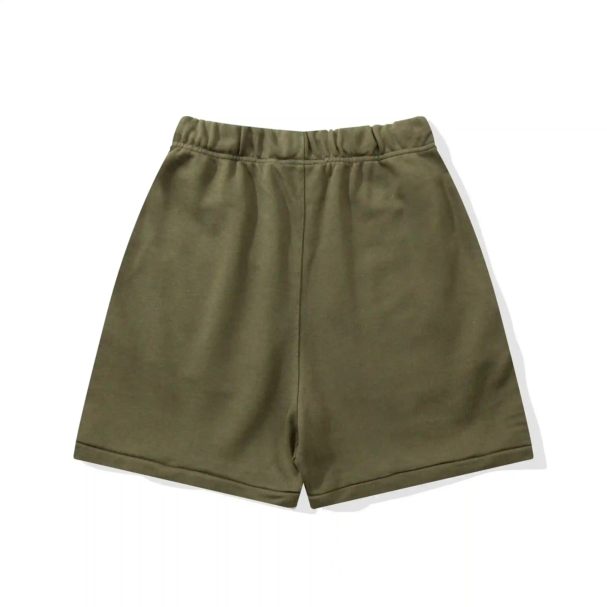 Fear of God Essentials Hemlock green fleece shorts with tonal branding and drawstring waistband