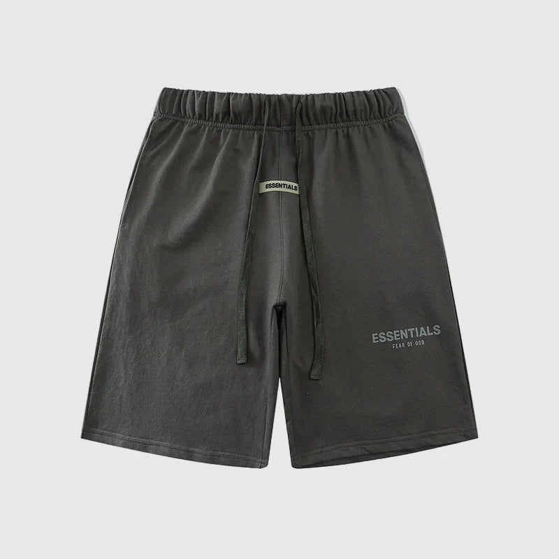 Essentials Grey fleece shorts front view – Fear of God