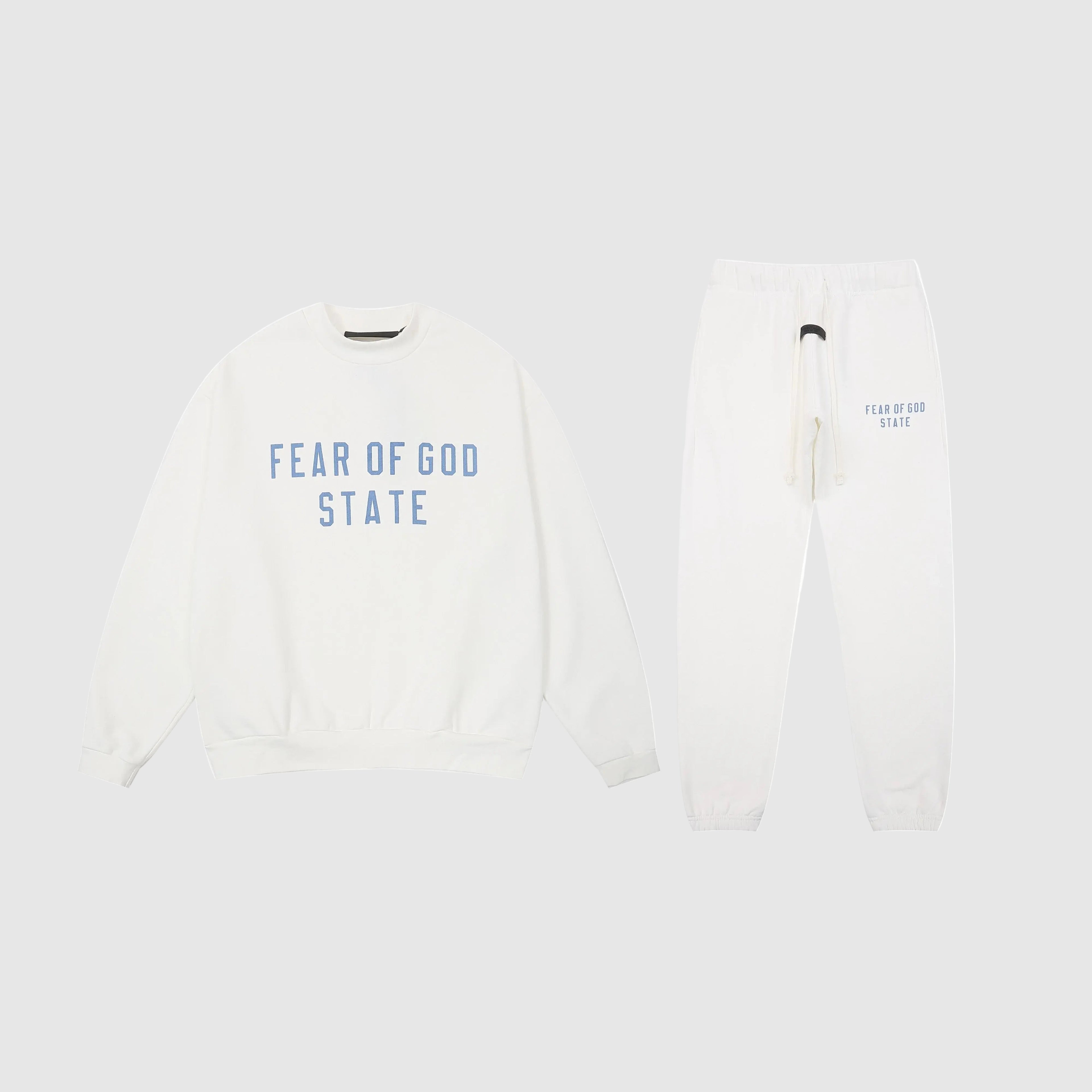 Essentials-Clothing-Fear-Of-God-White-eggshell-sweatshirt-and-jogger-pants-tracksuit-set
