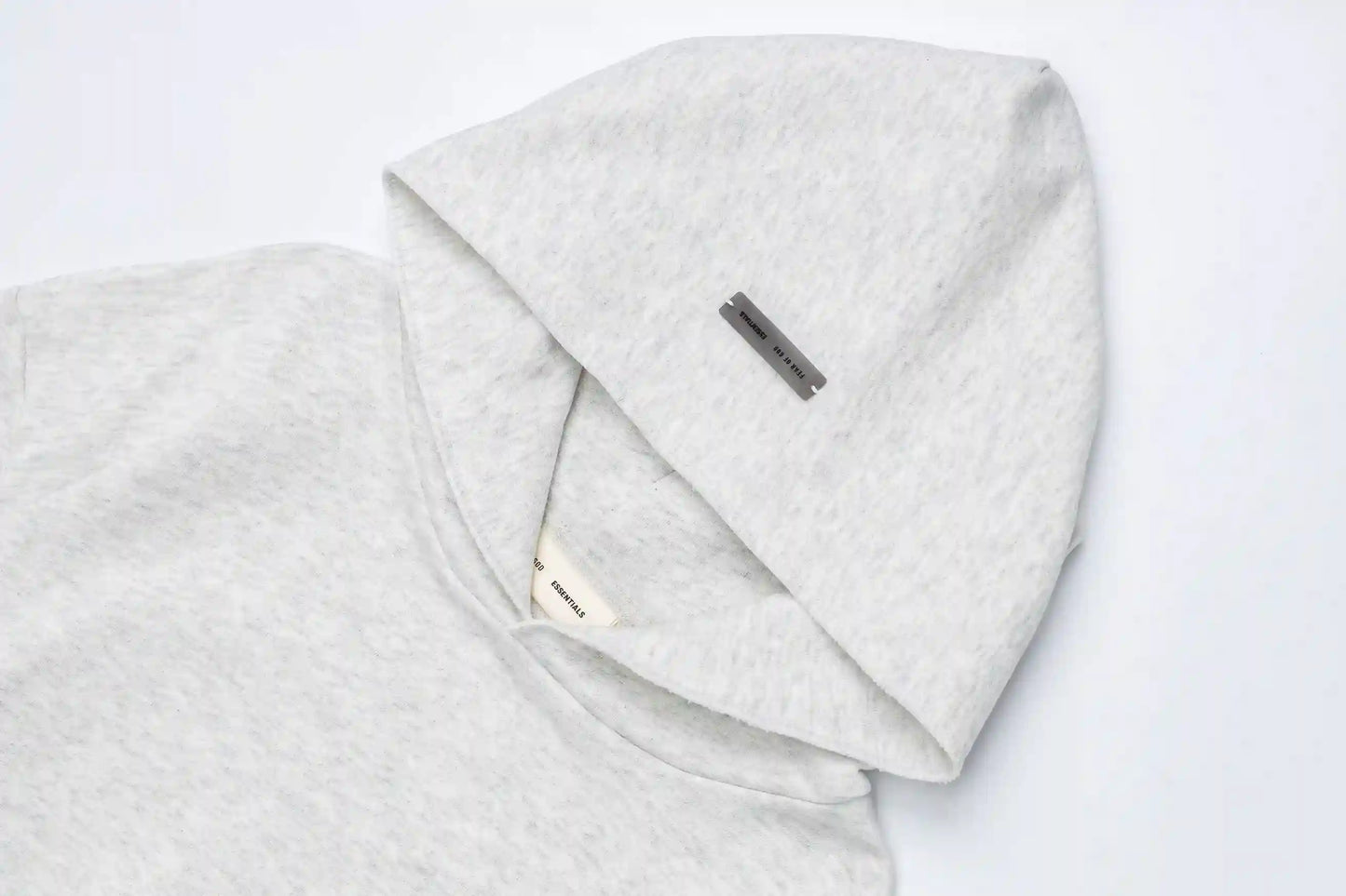 Fear of God Essentials Heather Grey Hoodie | Textured Heathered Grey Pullover Hoodie