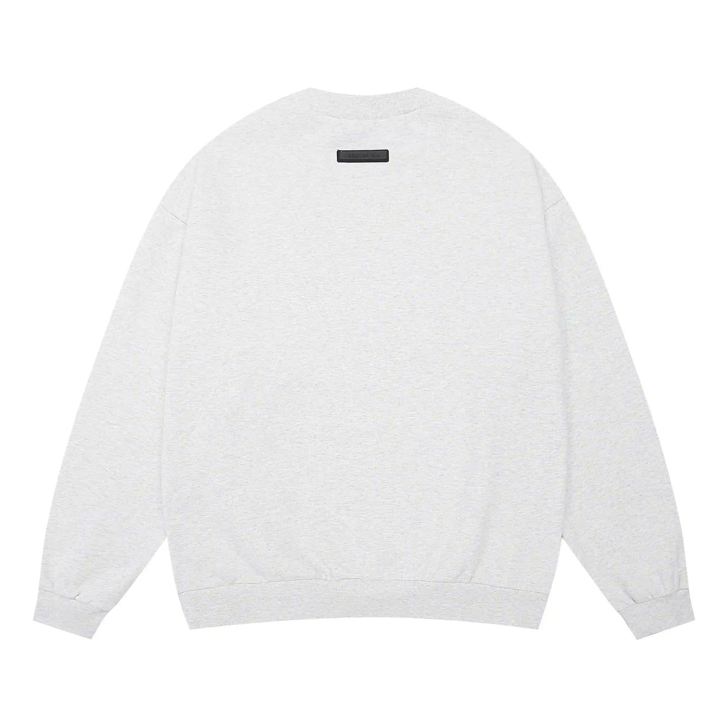 Essentials cloud dance sweatshirt back view beveled metallic logo branding