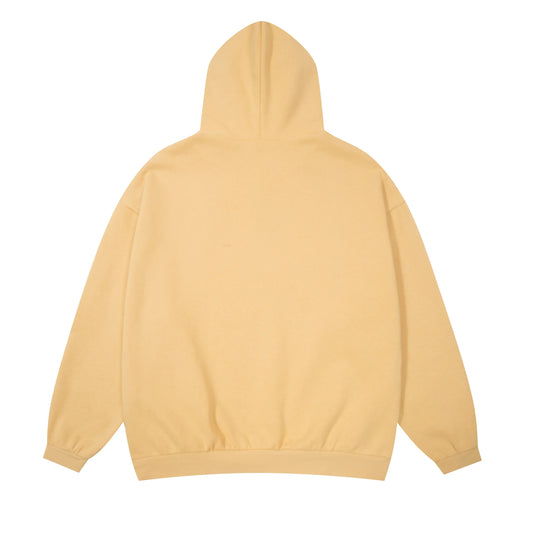 Essentials Garden Yellow hoodie back view relaxed fit heavyweight core fleece