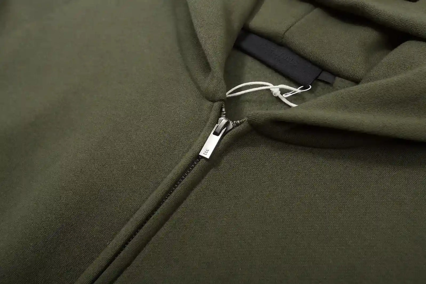 essentials hemlock zip fleece hoodie ribbed cuffs and hem detail