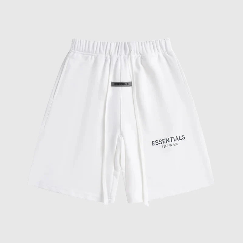 Fear of God Essentials eggshell fleece shorts with tonal logo and relaxed fit