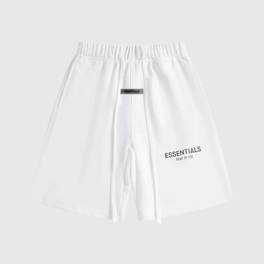 Fear of God Essentials eggshell fleece shorts with tonal logo and relaxed fit