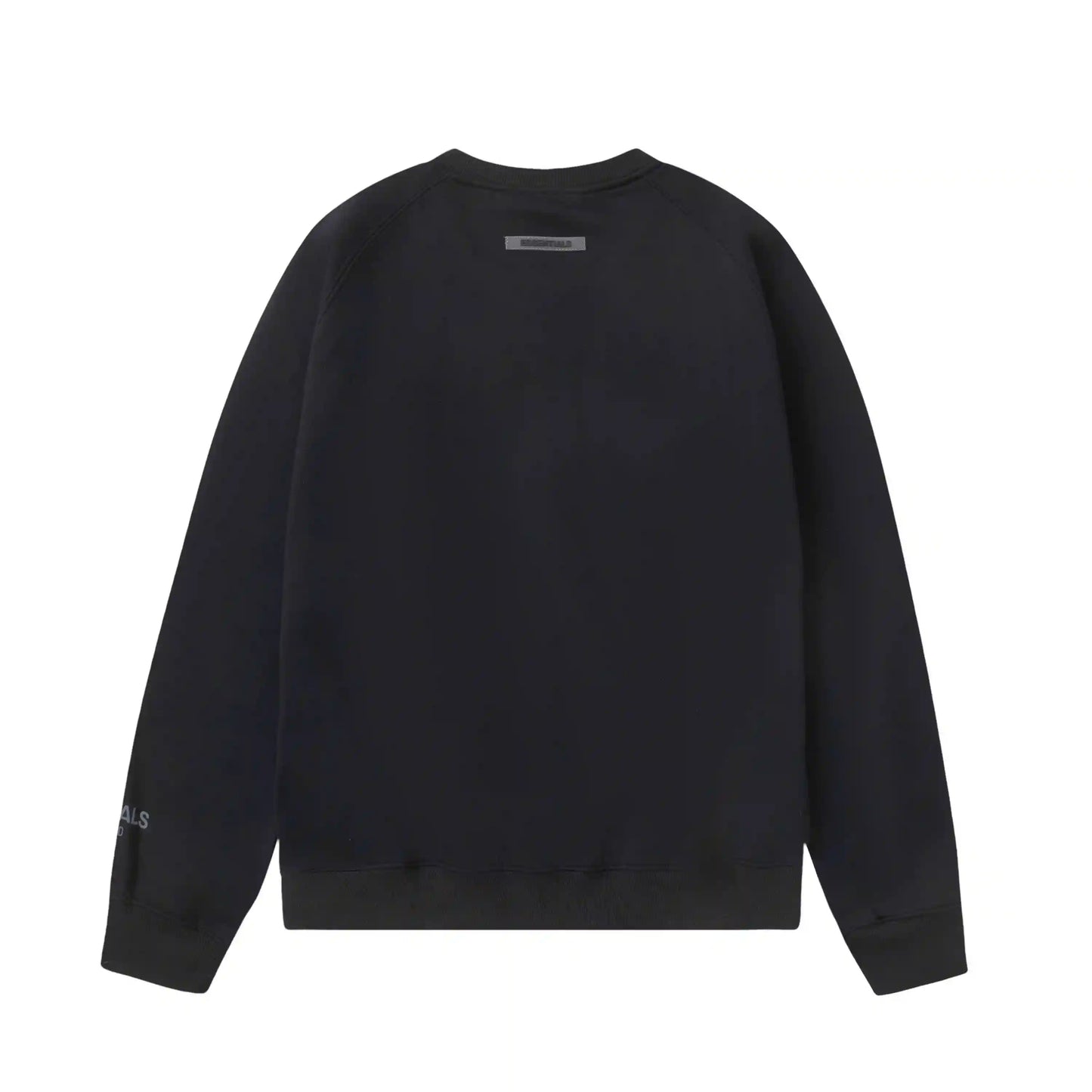 Design details of Essentials black elevated comfort fleece tracksuit by Fear Of God
