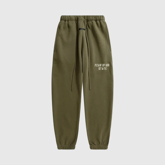 Essentials hemlock everyday fleece sweatpants by Fear of God front view