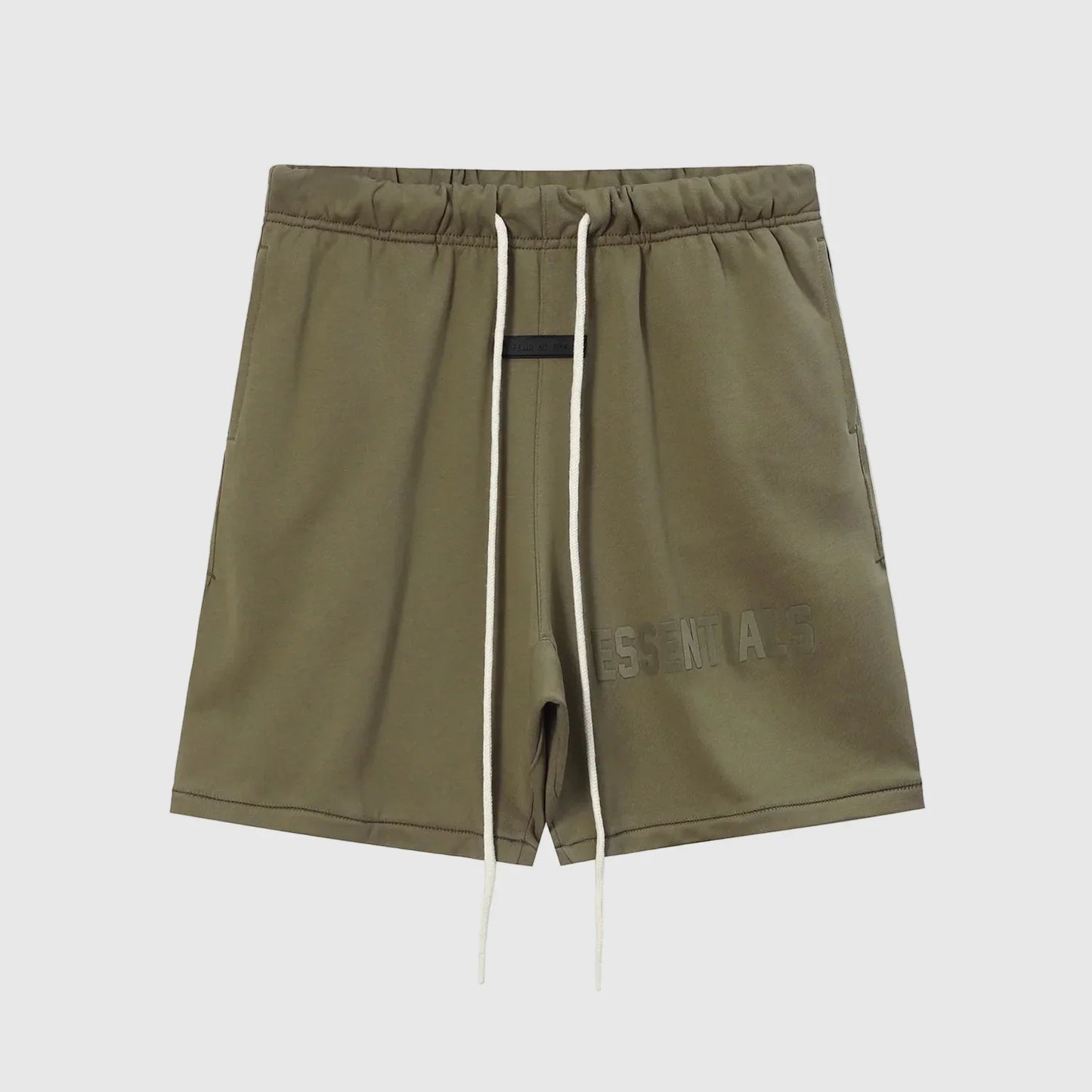 Essentials Sandrift fleece shorts front view – Fear of God