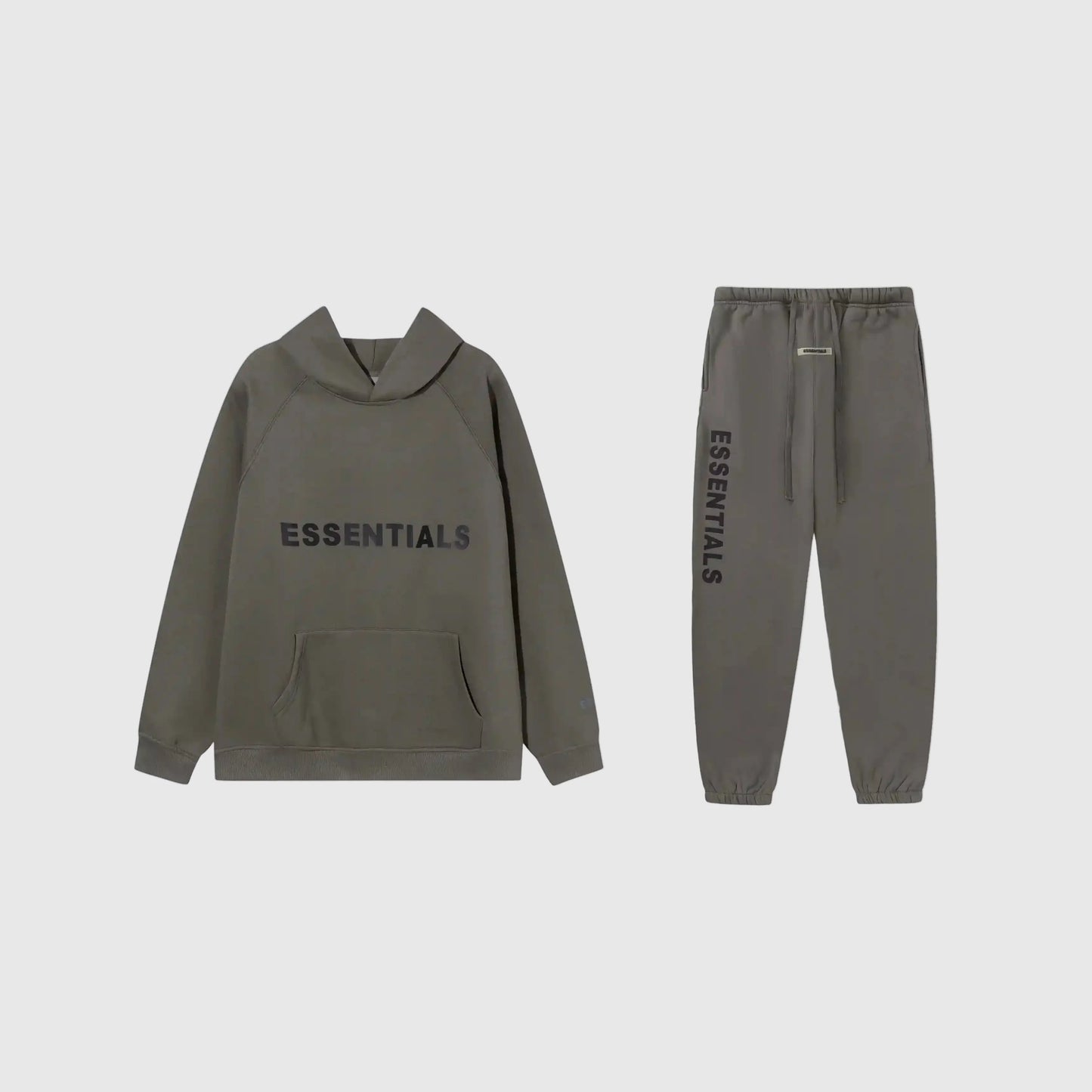 Essentials grey elevated fleece tracksuit set with relaxed fit by Fear Of God