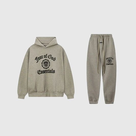 Essentials Heathered Grey Hoodie Set front view – Fear of God matching set