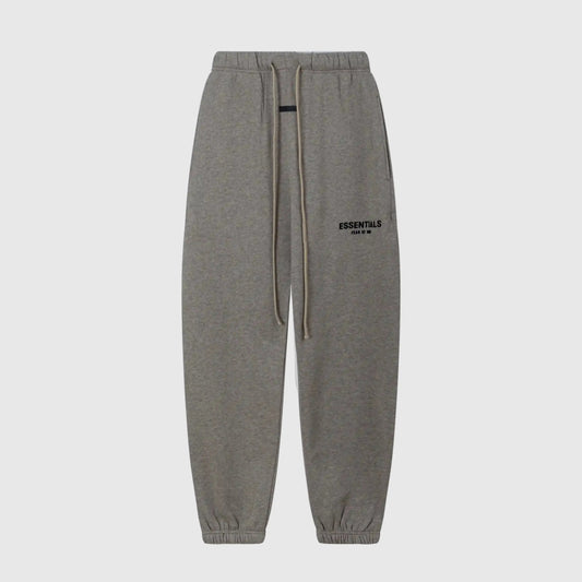Essentials dark heather oatmeal relaxed street sweatpants by Fear of God front view