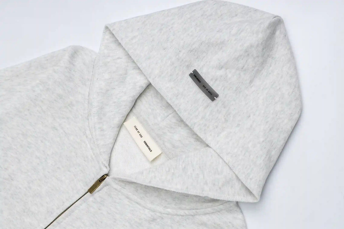 Fear of God Essentials Eggshell Zip-Up Hoodie | Cream Full Zip Essentials Hoodie