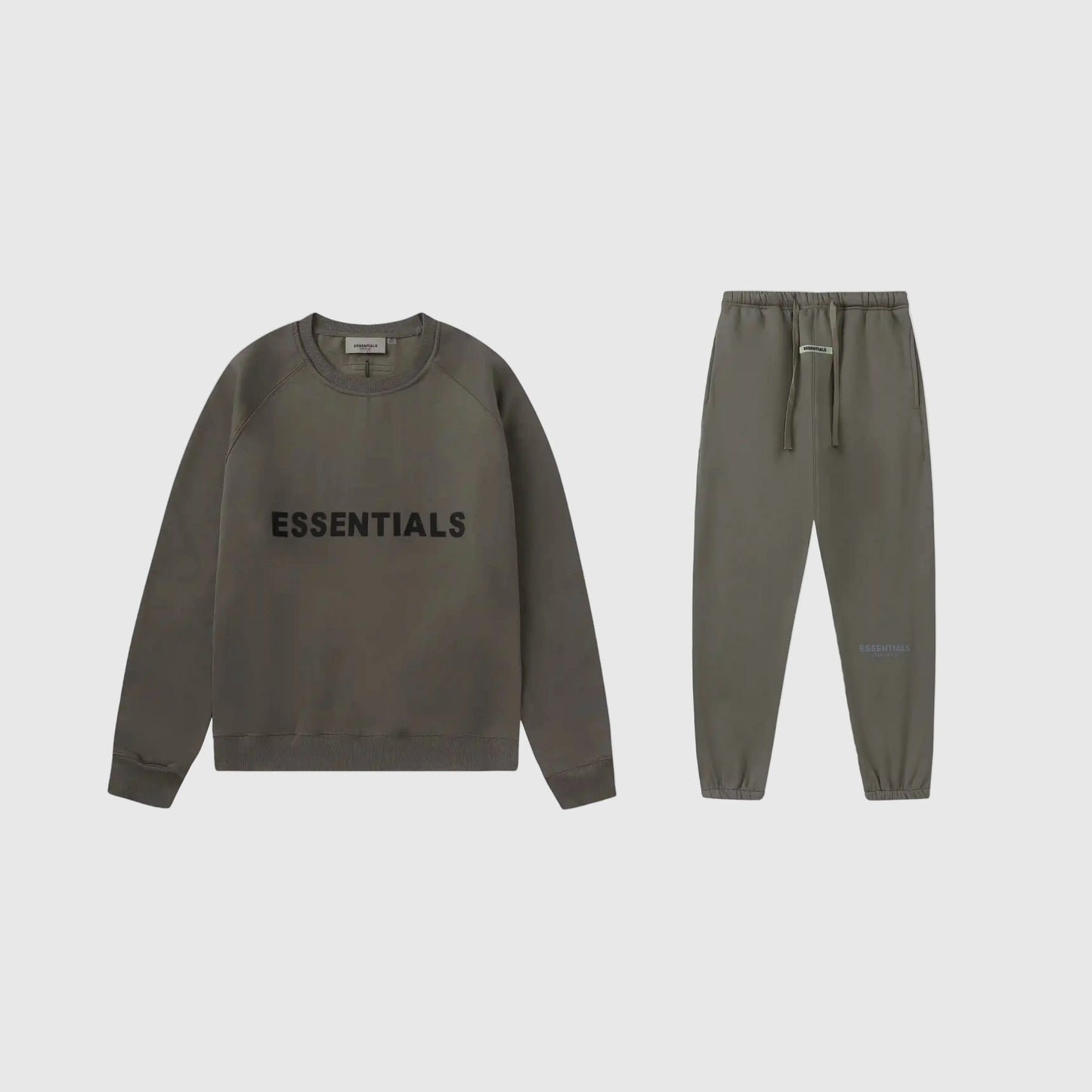 Essentials grey relaxed fleece tracksuit set with casual fit by Fear Of God