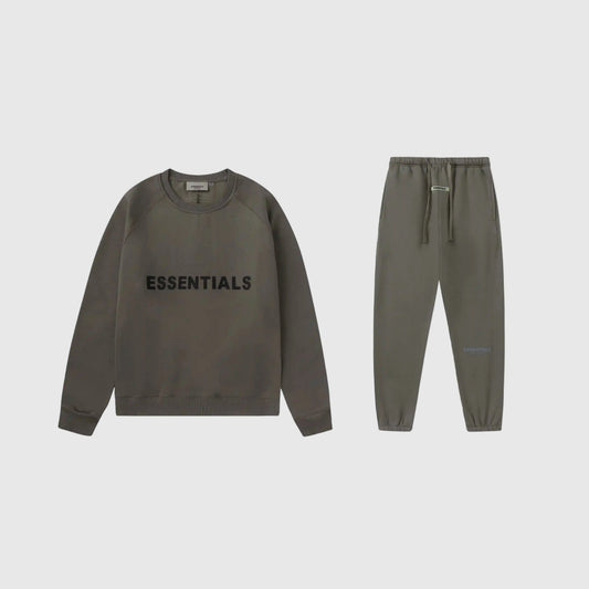 Essentials grey relaxed fleece tracksuit set with casual fit by Fear Of God