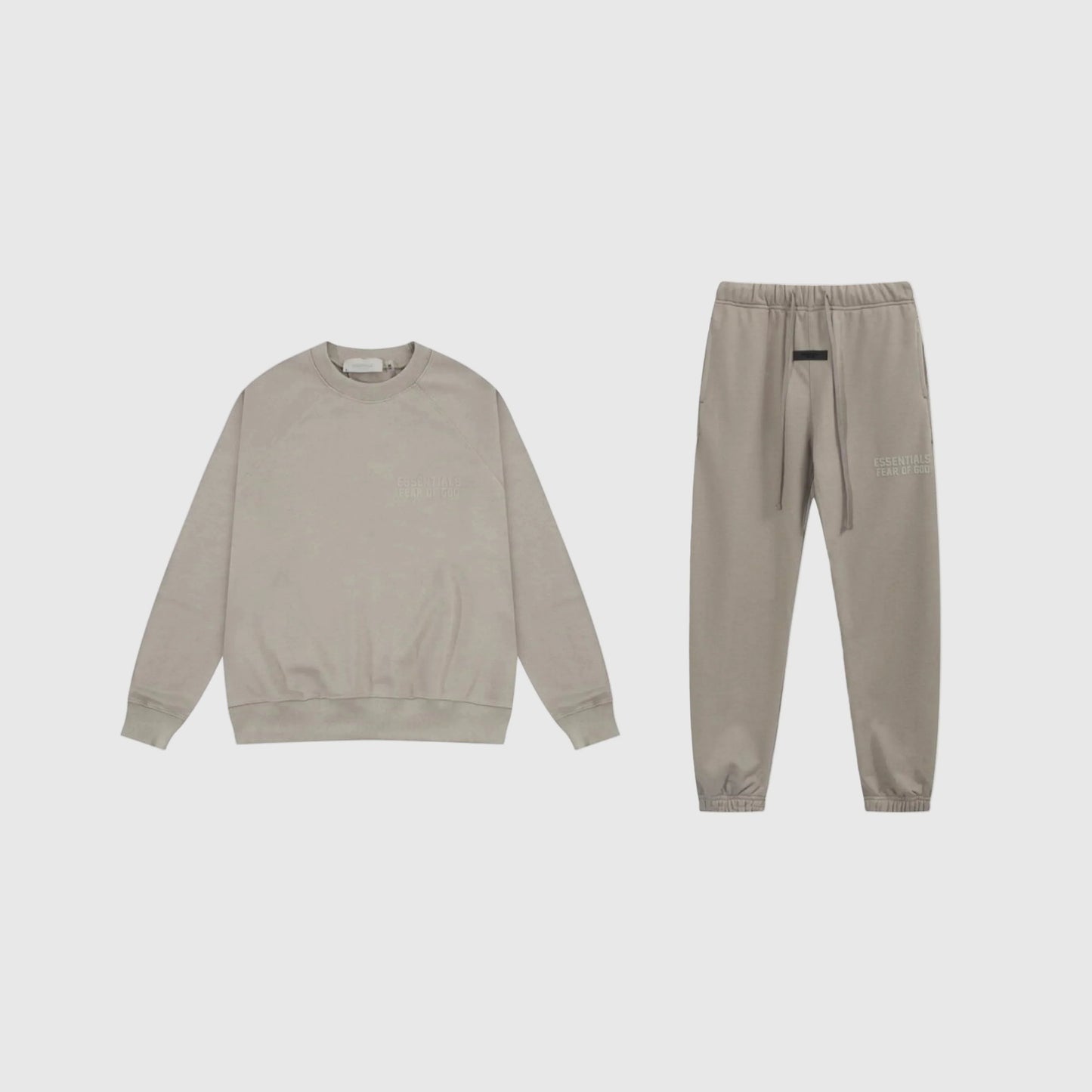 Essentials heathered grey elevated fleece tracksuit set with relaxed fit by Fear Of God

