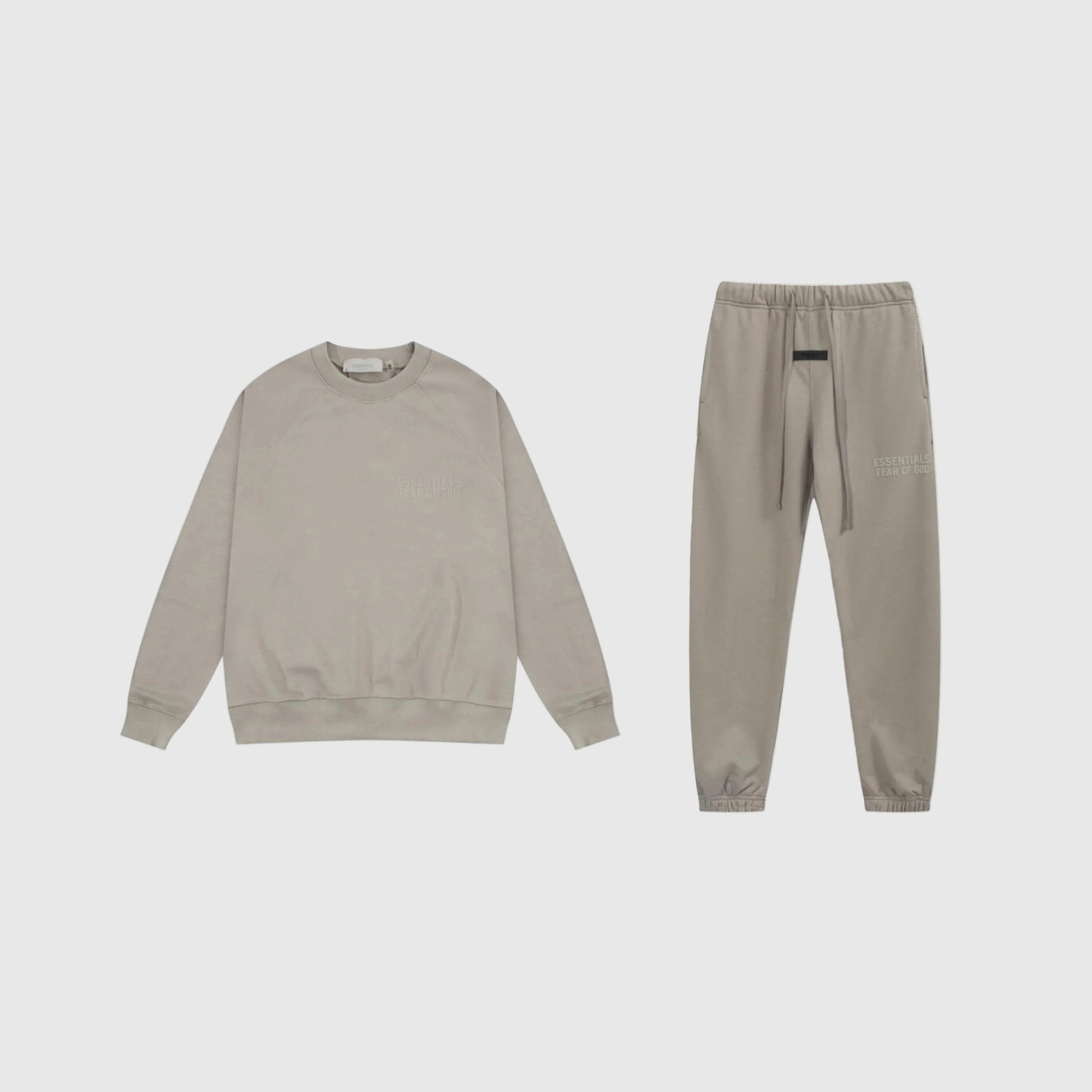 Essentials heathered grey elevated fleece tracksuit set with relaxed fit by Fear Of God

