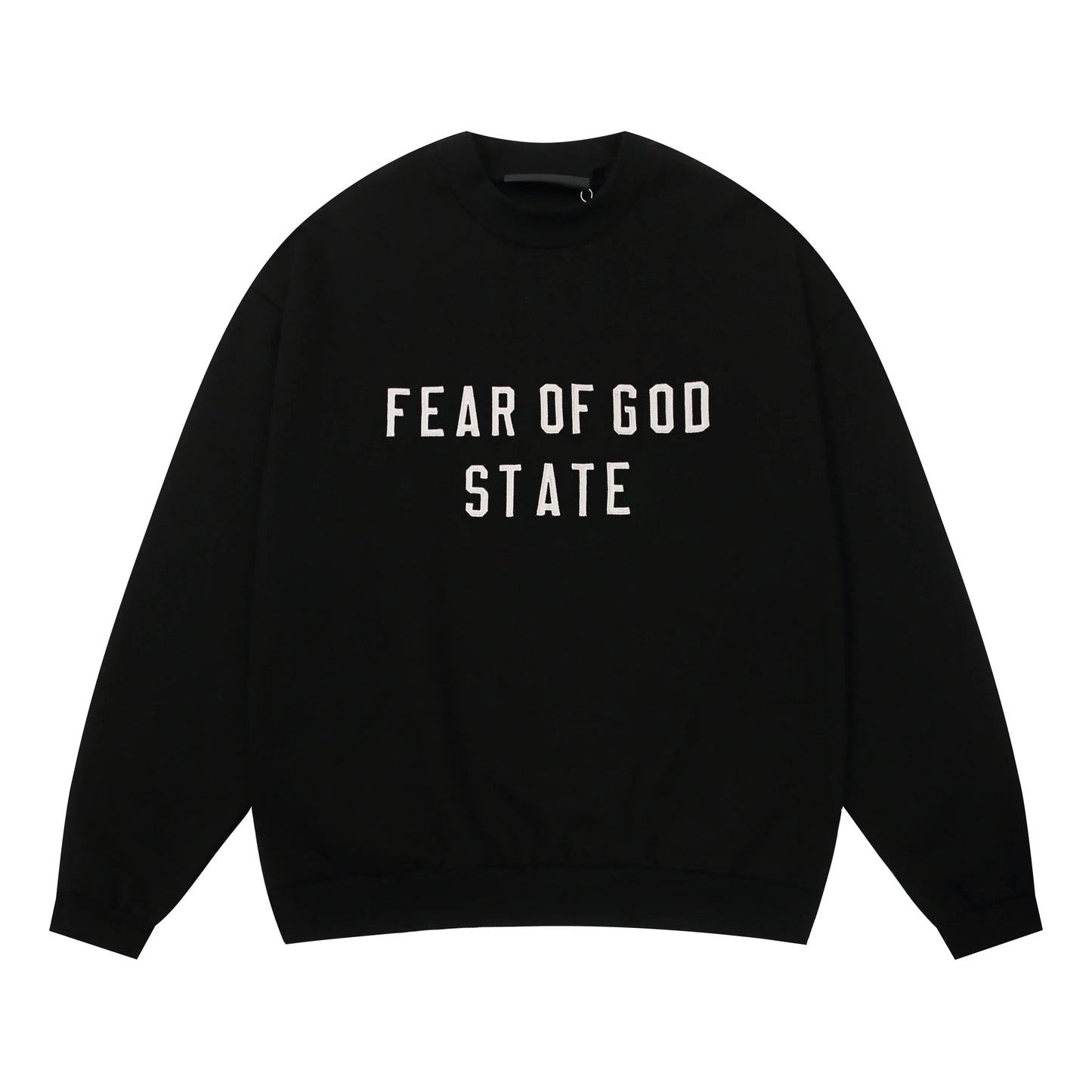 Essentials black minimal fleece joggers with elastic waistband comfort by Fear Of God