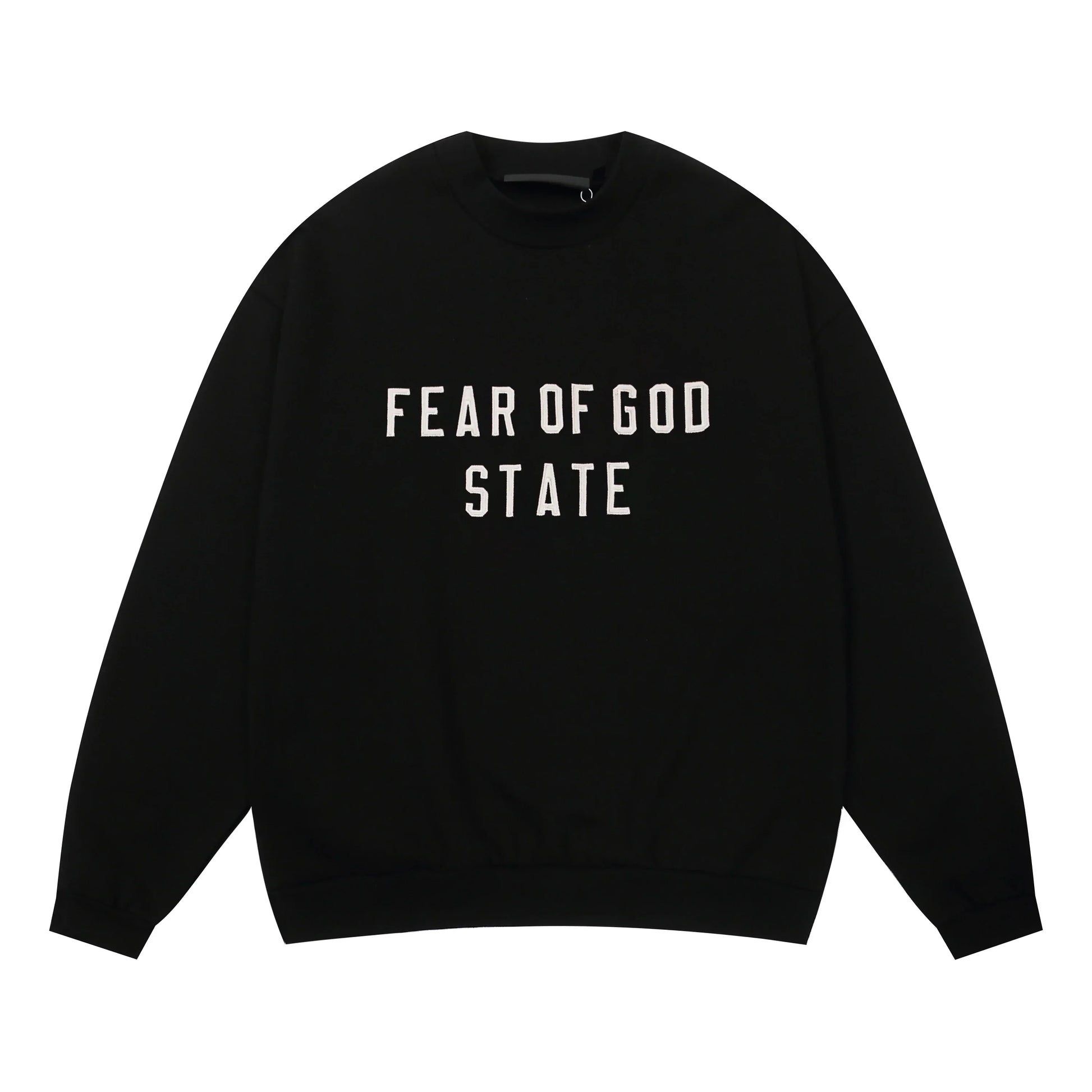 Essentials black minimal fleece joggers with elastic waistband comfort by Fear Of God