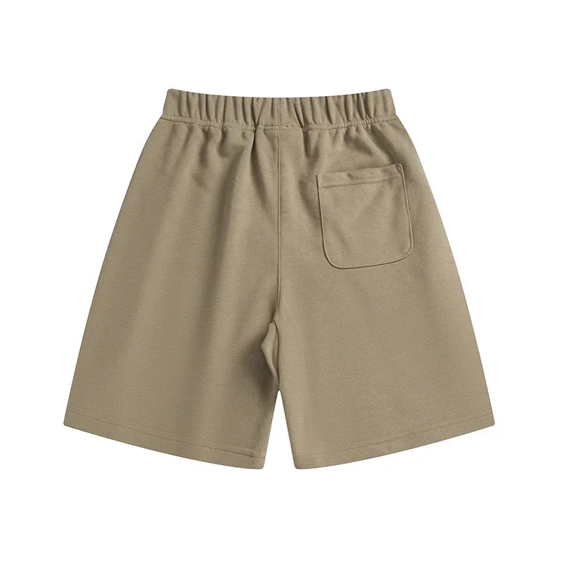 Fear of God Essentials dark beige fleece shorts with relaxed fit and tonal logo