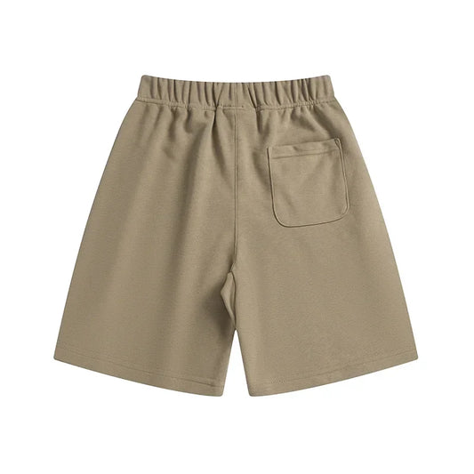 Fear of God Essentials dark beige fleece shorts with relaxed fit and tonal logo