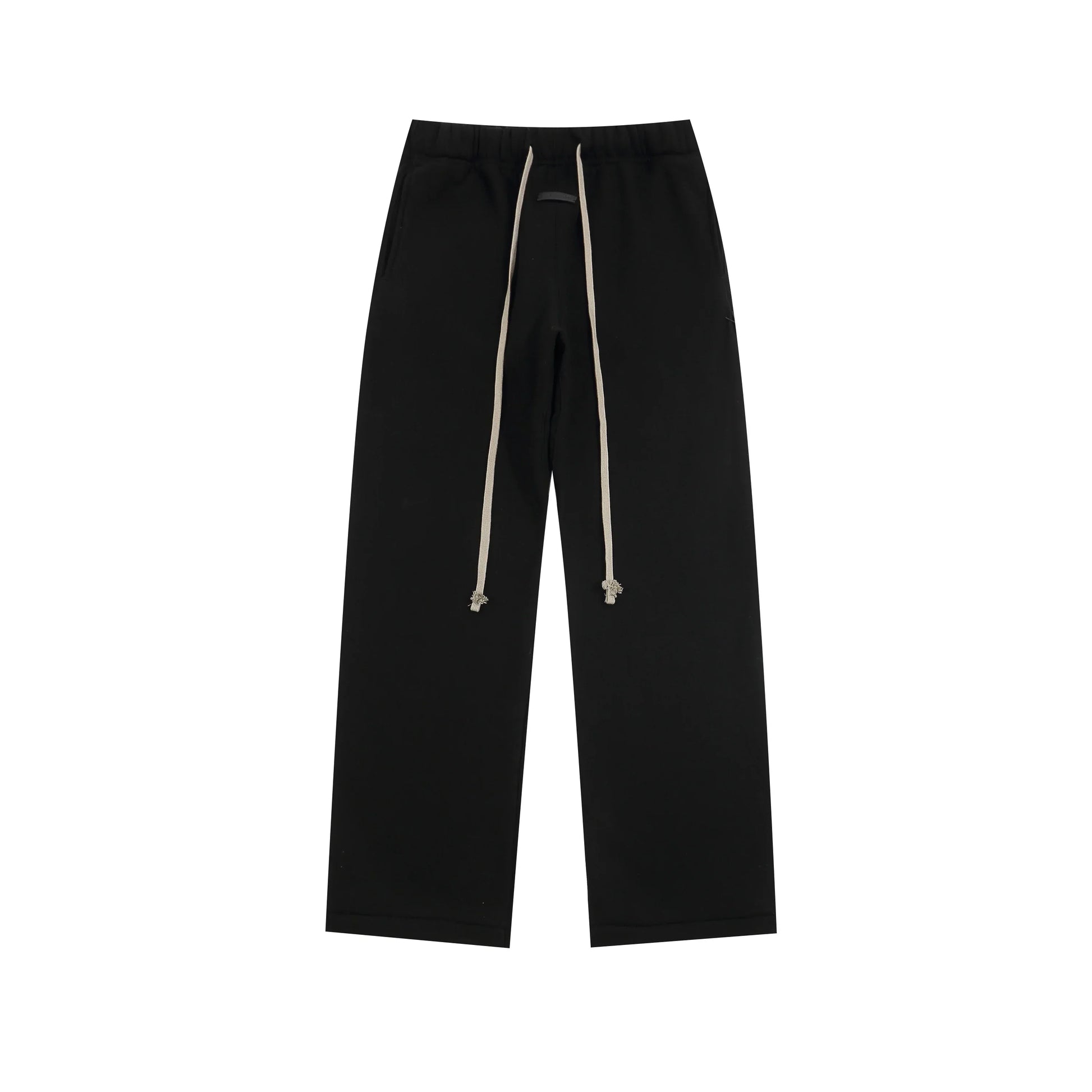 Design details of Essentials black minimal fleece tracksuit by Fear Of God