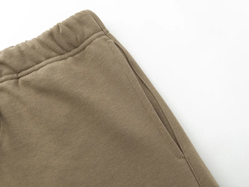 Fear of God Essentials dark beige fleece shorts with relaxed fit and tonal logo