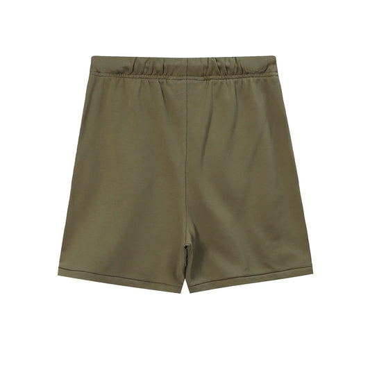 Fear of God Essentials Sandrift fleece shorts relaxed fit side view