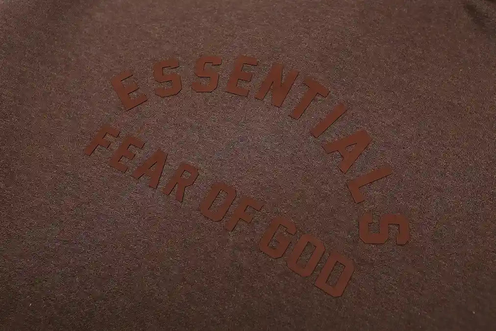 essentials congo brown hoodie ribbed cuffs and hem detail