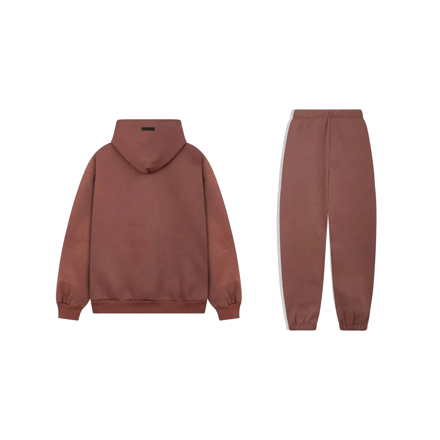Essentials tracksuit dark chestnut angled view relaxed fit set