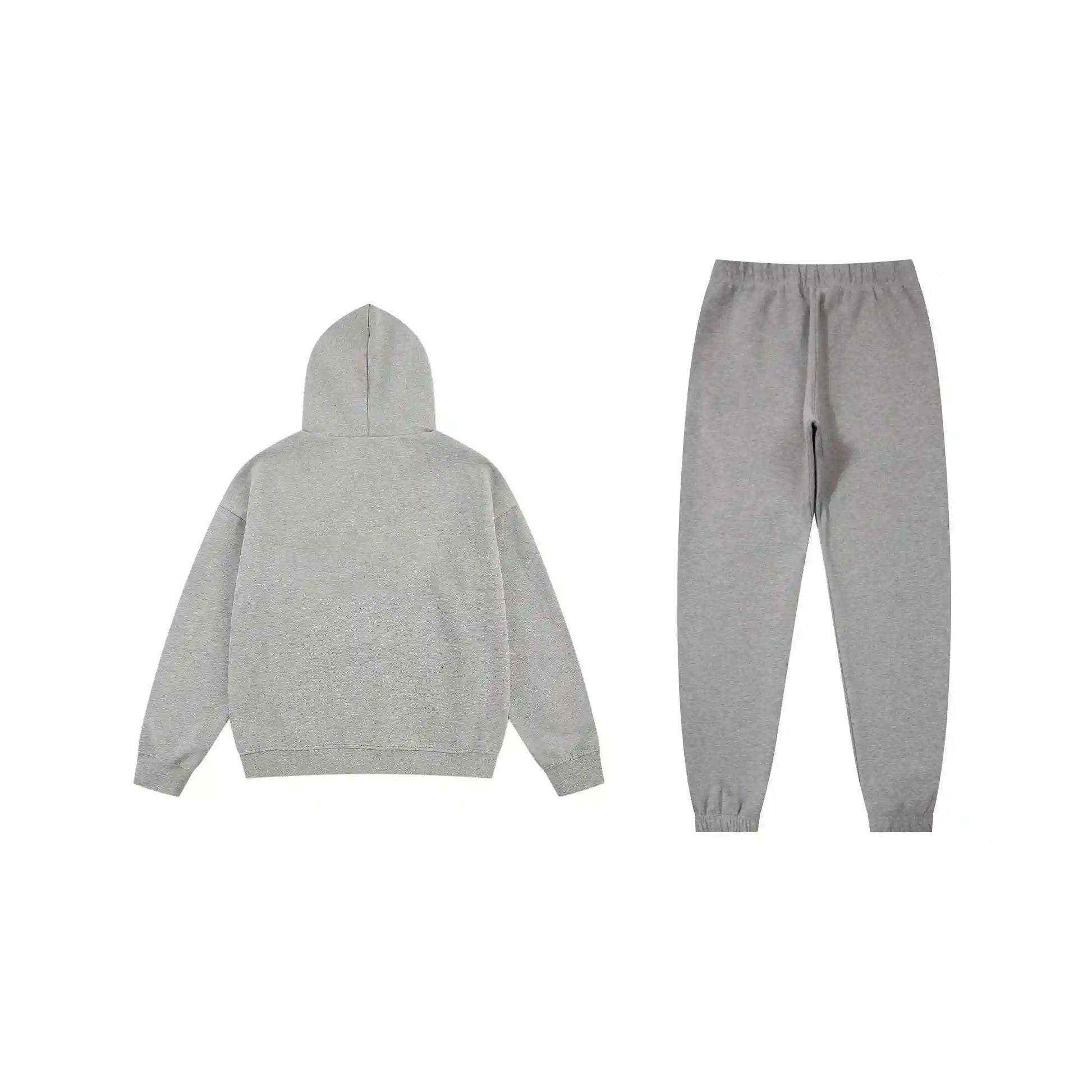 Essentials tracksuit dark heather oatmeal angled view relaxed fit set